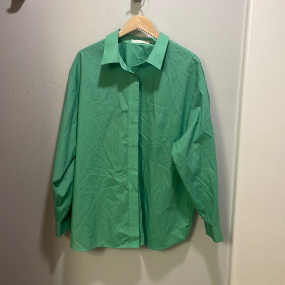 Fox Croft mens green collared dress shirt